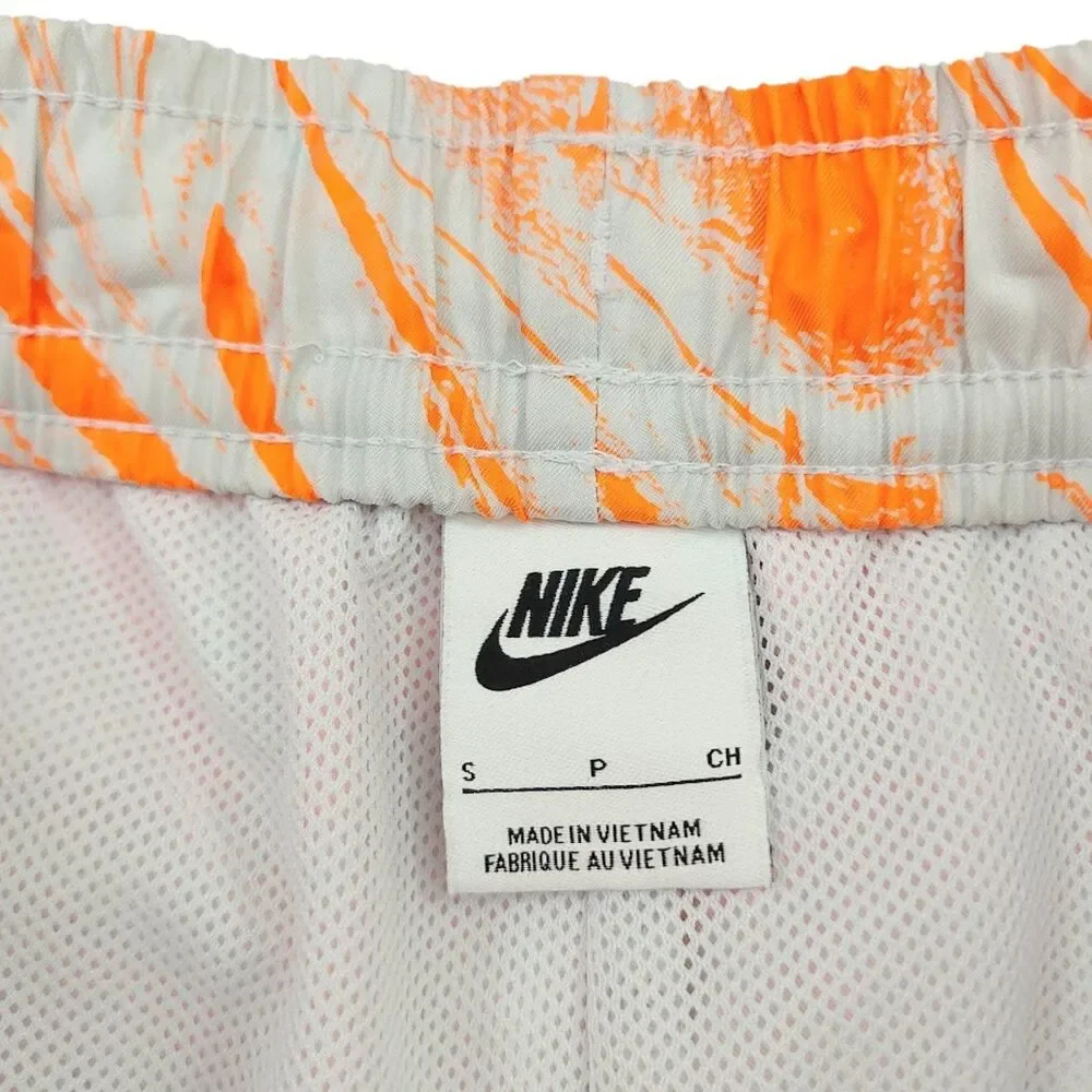 Nike Sportswear Woven Lined Flow Swirl Shorts Mens Small Gray Orange Swimming